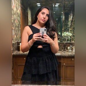 BCBGMaxAzria Black Lace Backless Dress